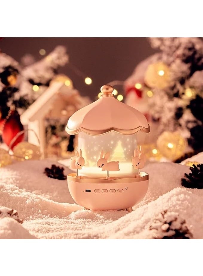 IMNISHNAY مصباح بروجكتور دوار على شكل كابينة، مصباح ليلي على شكل نجمة للأطفال، جهاز صوتي للأطفال، مصباح ليلي لتزيين الغرفة، مصابيح ليلية للأطفال لغرفة النوم (بروجكتور أرنب) - Image 2